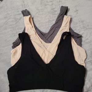 3 Zuxnzux size large nursing bras, black/nude/gray
